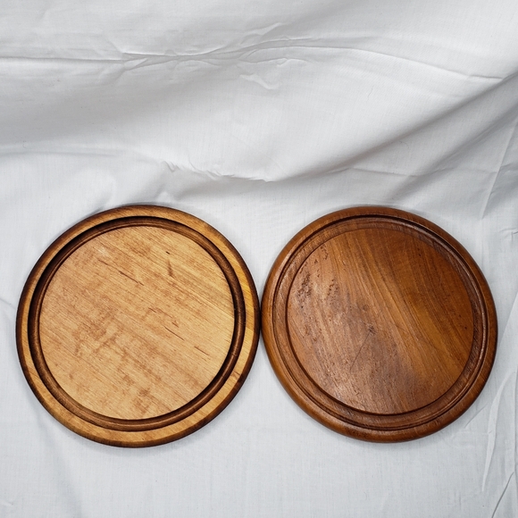 Two Round Cheese Boards Charcuterie Individual Small Vintage - Picture 4 of 6